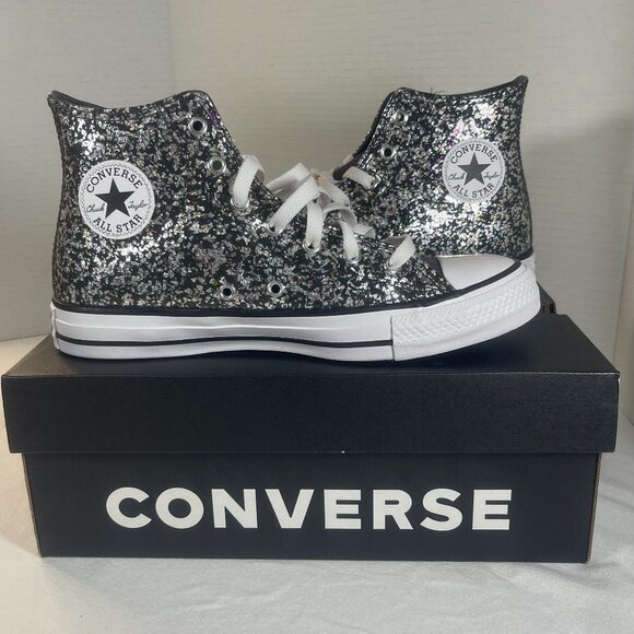 Converse Chuck Taylor Dark Matter/white/Black Glitter Shoes A09270C Kids size 6 - Picture 1 of 7